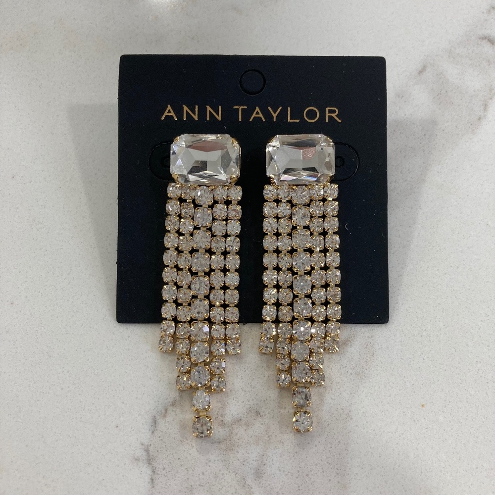 Ann Taylor Rhinestone Crystal Chandelier Earrings
